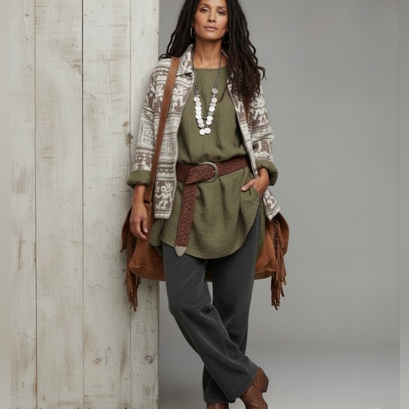 Vintage Alpaca Wool Unique Brown and Cream Jacket XS Bohochic Unique - Picture 8 of 8